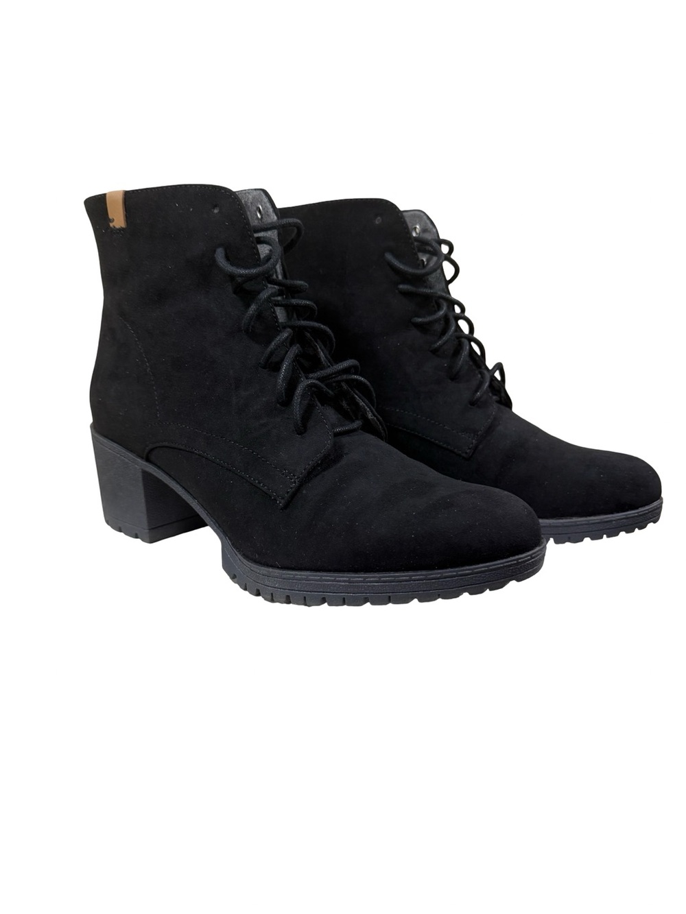 Dr. Scholl's Black Lace-Up Chunky Heel Ankle Booties